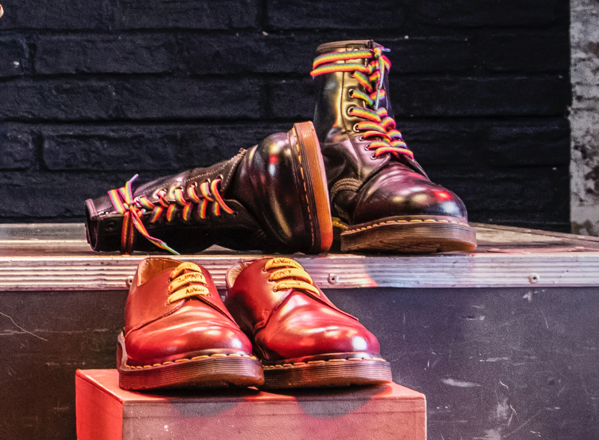 Cherry red dr shop martens with black polish